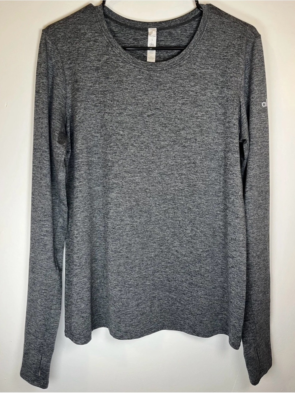 ALO Yoga Heather Charcoal Long Sleeve Top